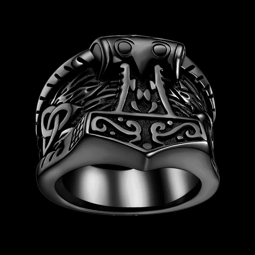 Viking Mjolnir Signet Ring Thor's Hammer Ring for Men