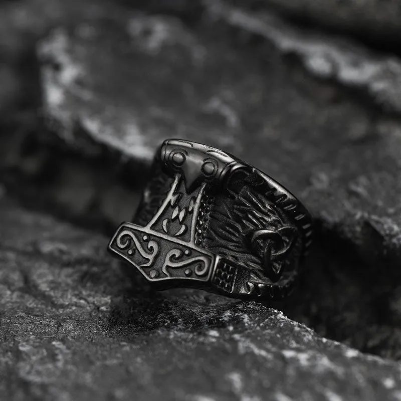 Viking Mjolnir Signet Ring Thor's Hammer Ring for Men