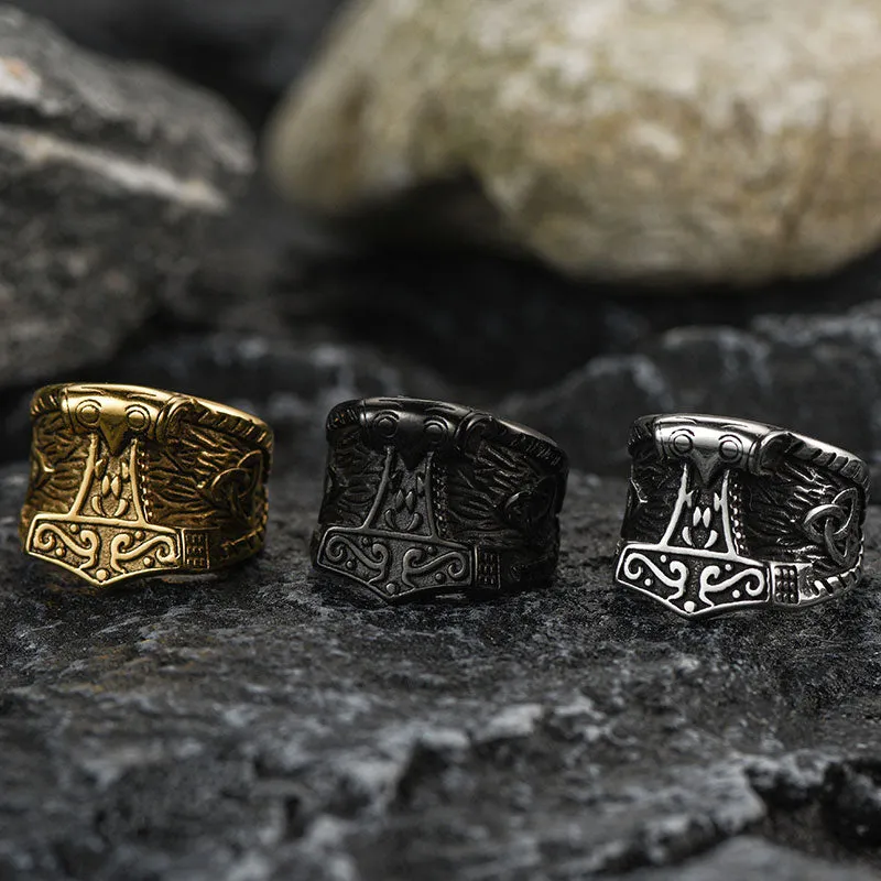 Viking Mjolnir Signet Ring Thor's Hammer Ring for Men