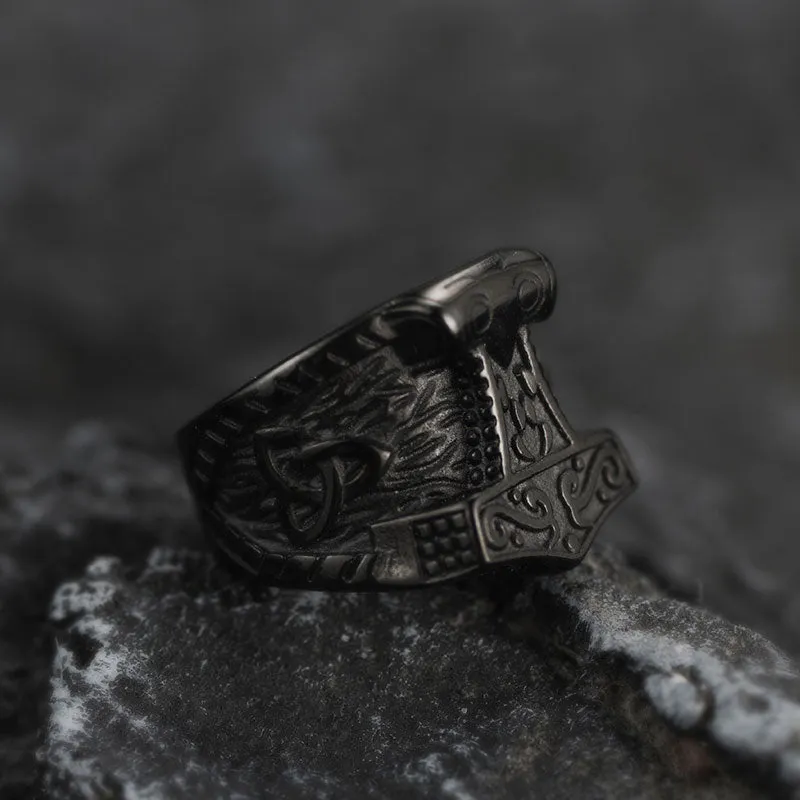 Viking Mjolnir Signet Ring Thor's Hammer Ring for Men