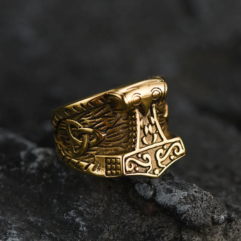 Viking Mjolnir Signet Ring Thor's Hammer Ring for Men