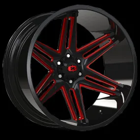 Vision Off-Road 363 Razor 20X10 8X165.1 -25mm Gloss Black Milled Spoke with Red