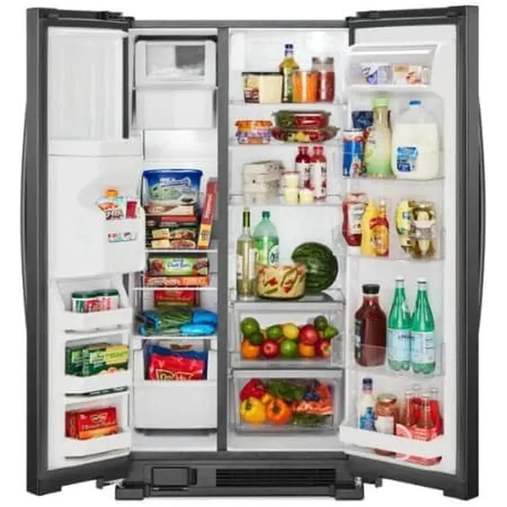 Whirlpool 24.6-cu ft Side-by-Side Refrigerator with Ice Maker (Stainless Steel) WRS315SDHZ