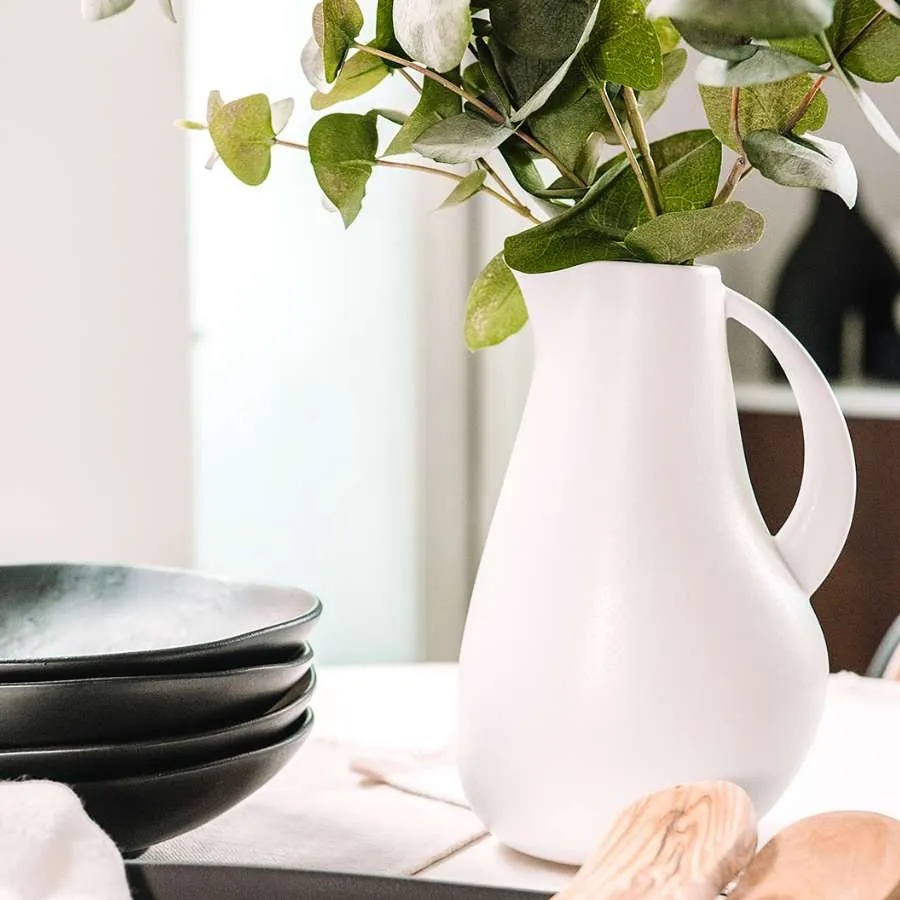 White Stoneware Pitcher