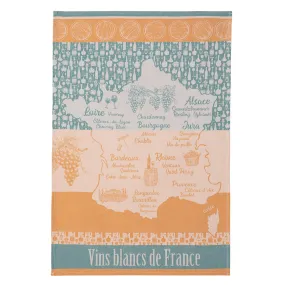 White Wines of France (Vins Blancs de France) French Jacquard Cotton Dish Towel by Coucke