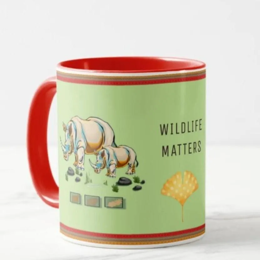 'Wildlife Matters' Coffee Mug with Rhino design C13