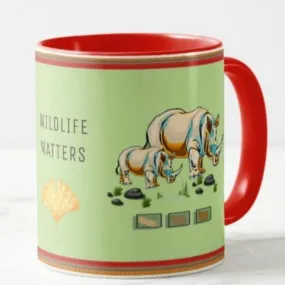 'Wildlife Matters' Coffee Mug with Rhino design C13