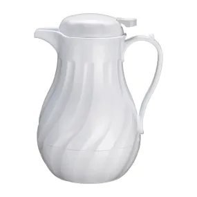 Winco VSW-64W 64oz Insulated Beverage Server, Push Button, White Swirl