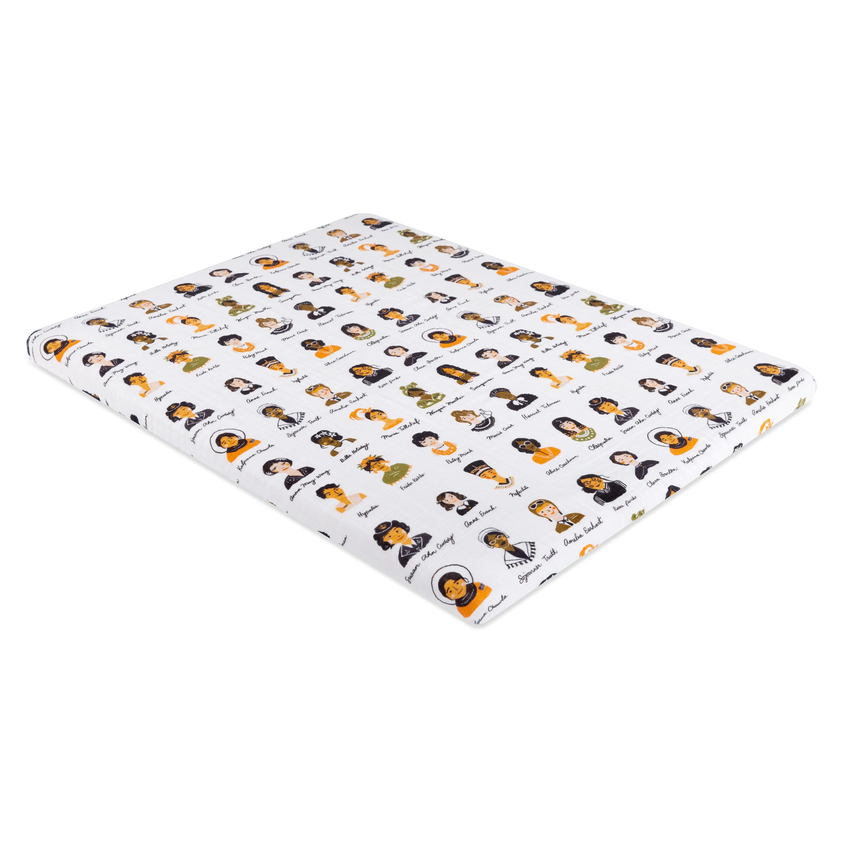 Women In History All-Stages Midi Crib Sheet in GOTS Certified Organic Muslin Cotton