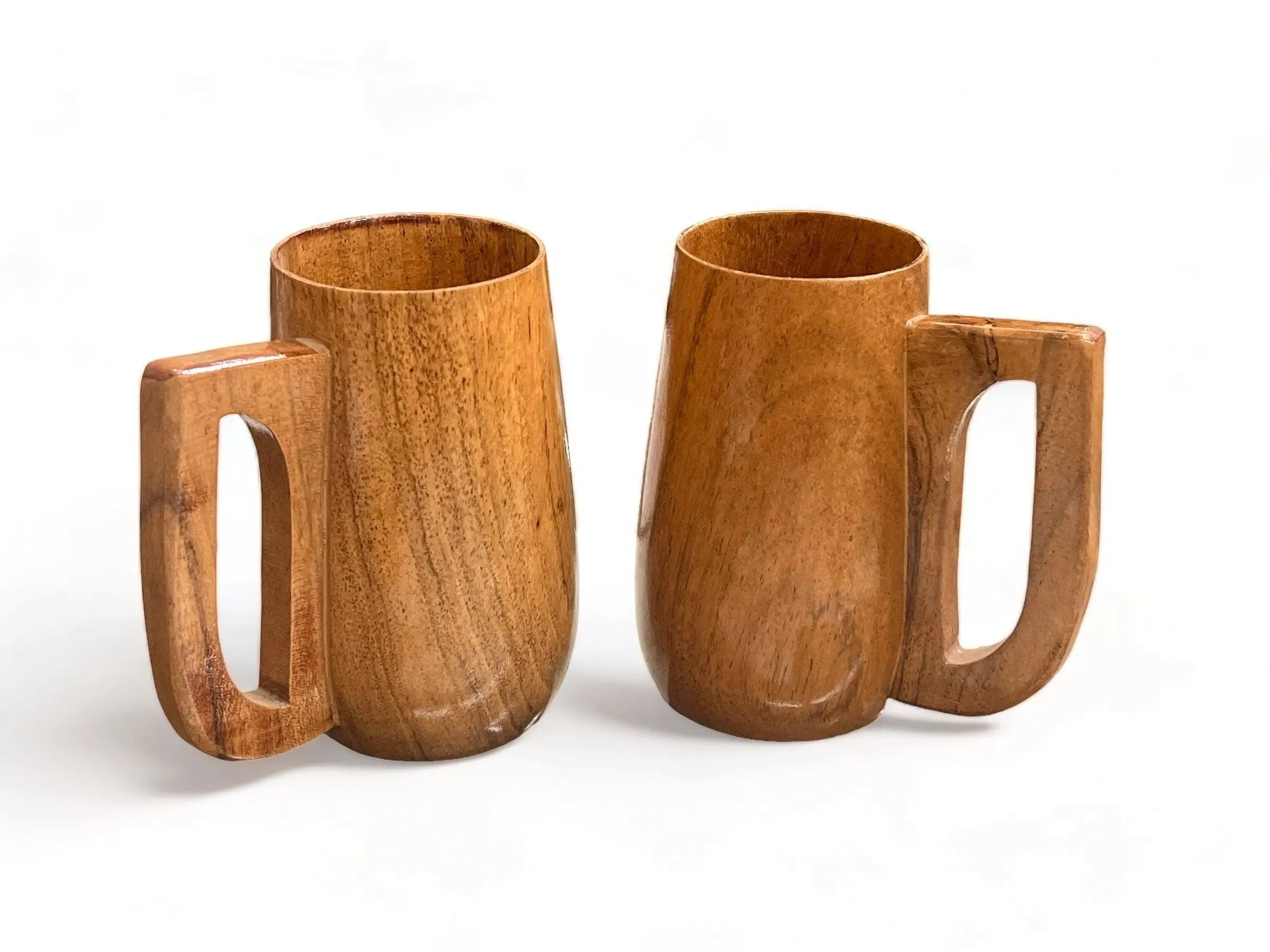 Wooden Twist Acacia Wood Gripping Handle Coffee Mug ( Set of 2 )