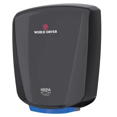 WORLD DRYER® Q-162A2 VERDEdri® Hand Dryer - Black Epoxy on Aluminum Automatic Universal Voltage Surface-Mounted ADA Compliant