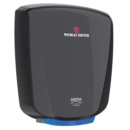 WORLD DRYER® Q-162A2 VERDEdri® Hand Dryer - Black Epoxy on Aluminum Automatic Universal Voltage Surface-Mounted ADA Compliant