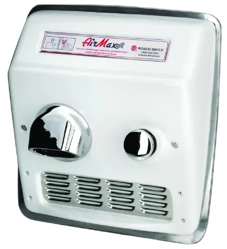 WORLD DRYER® RM54-Q974 AirMax™ Series Hand Dryer - Cast-Iron White Porcelain High Speed Push Button Recessed (208V-240V)