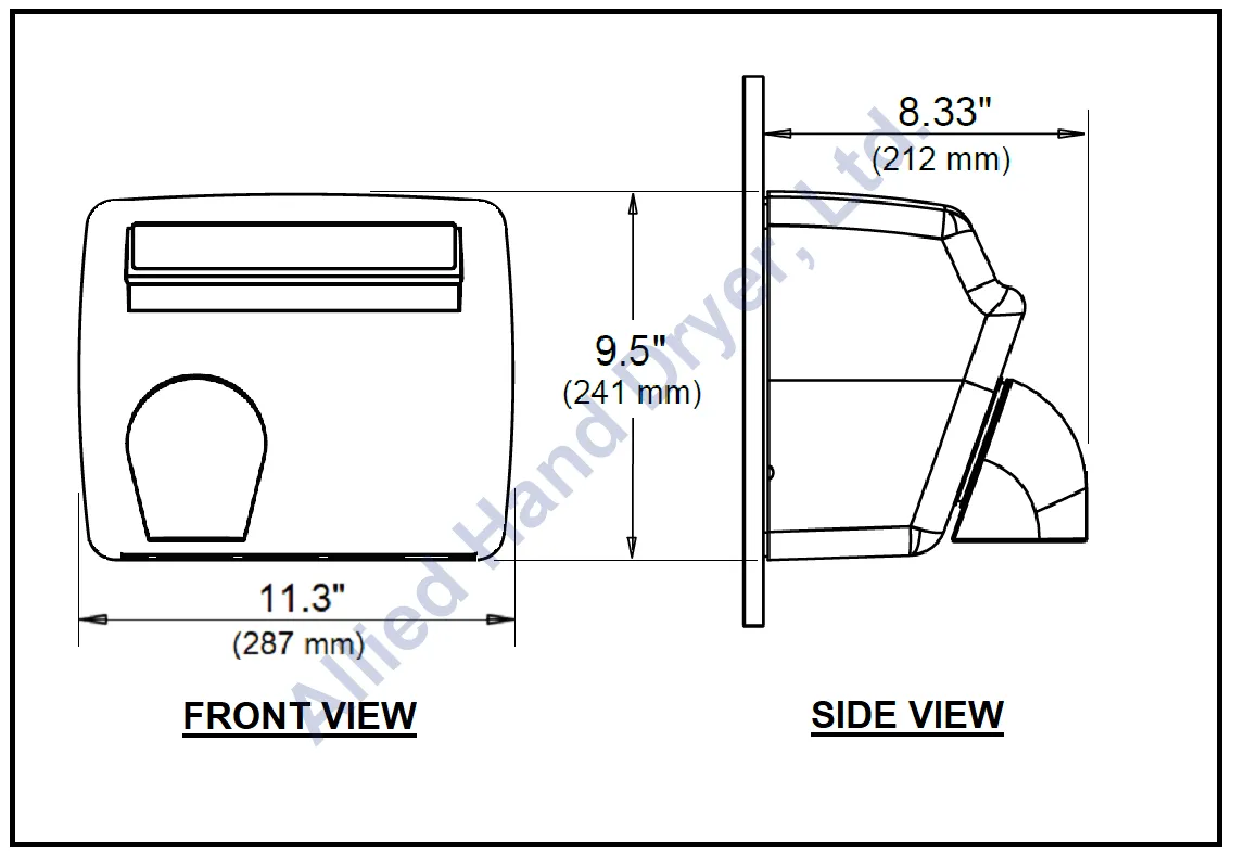 WORLD DRYER® XA5-662 Model XA Series Hand Dryer - WORLD STONE Black (EBONY) Finish Automatic Surface-Mounted