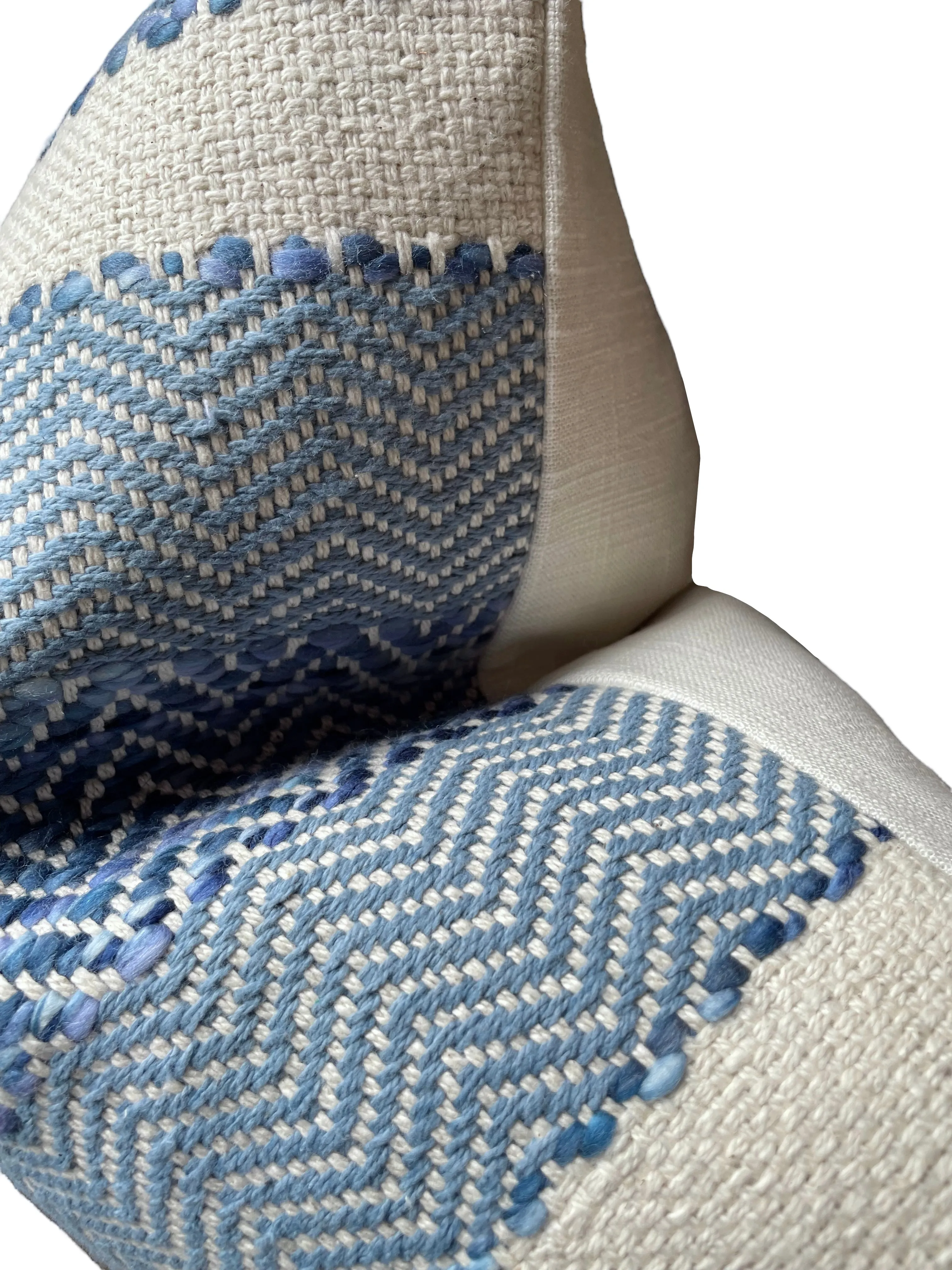 Woven Blue & Cream Boho Striped Pillow Cover