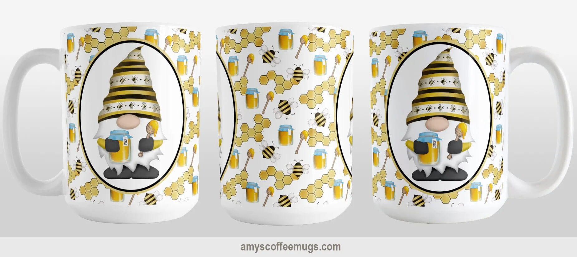 Yellow Gnome Honey Jar Bee Mug